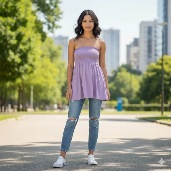 Aritzia Community Tube Top Strapless smocked bodice y2k 2000s Purple Size XXS - Picture 4 of 16